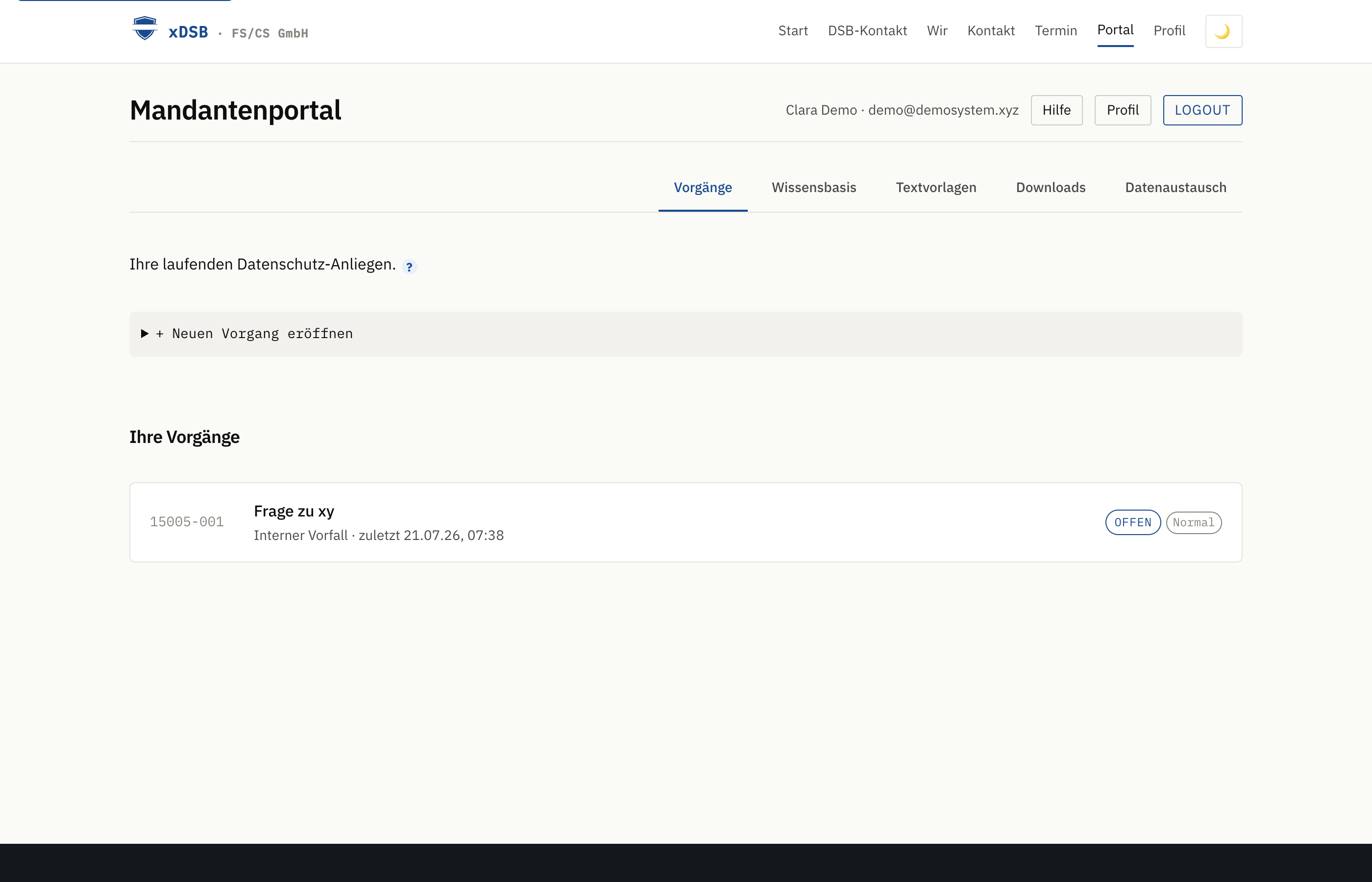Portal-Navigation mit fünf Reitern